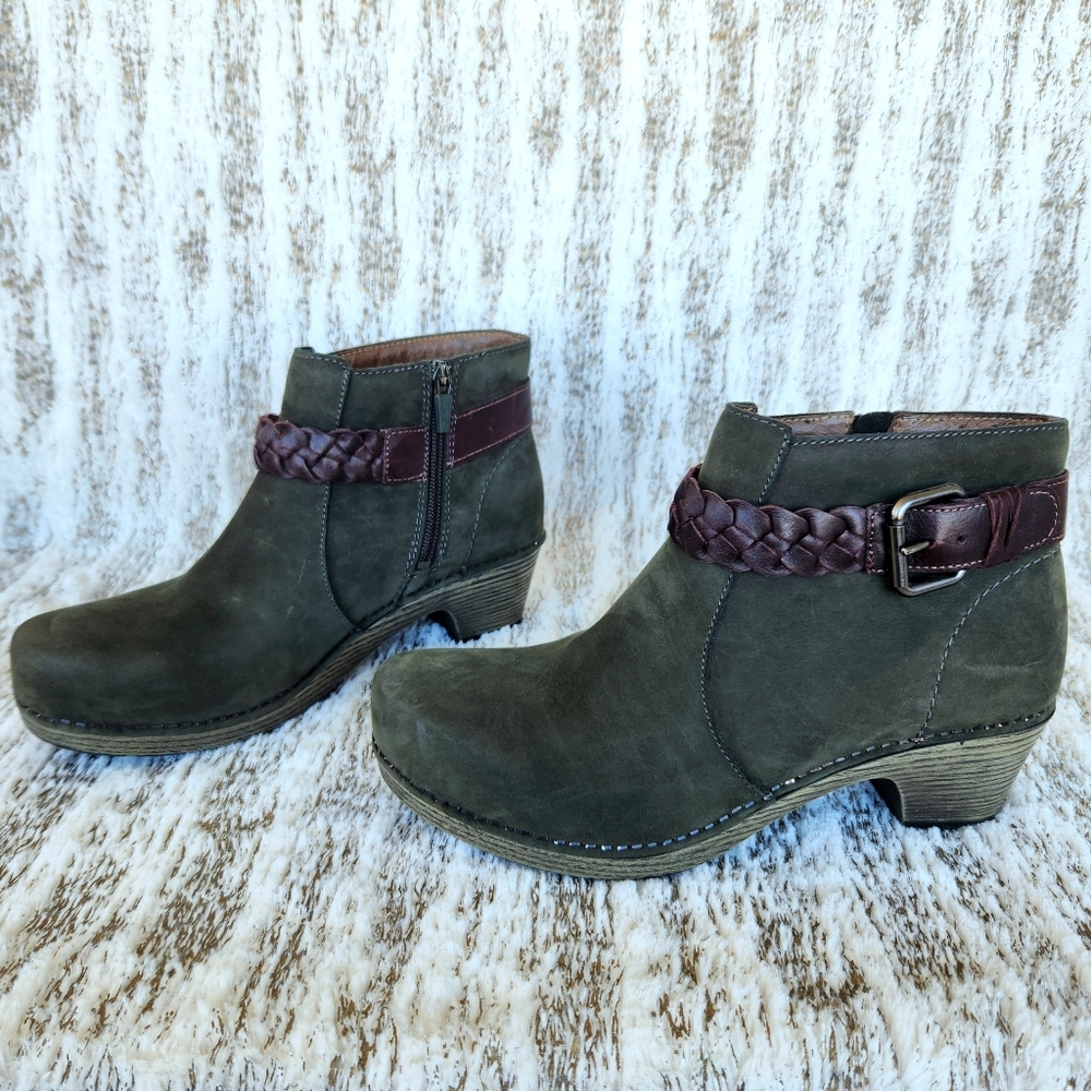 Dansko "Michelle" Milled Nubuck Boot Olive Green | Women's Size 39, 8.5 Or 9 - Picture 2 of 14